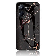 Custodia Silicone Gel Laterale Fantasia Modello Specchio Cover per Realme C33 Oro e Nero