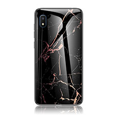 Custodia Silicone Gel Laterale Fantasia Modello Specchio Cover per Samsung Galaxy A10e Oro e Nero
