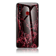 Custodia Silicone Gel Laterale Fantasia Modello Specchio Cover per Samsung Galaxy A20s Rosso