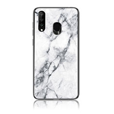 Custodia Silicone Gel Laterale Fantasia Modello Specchio Cover per Samsung Galaxy A40s Bianco