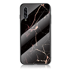 Custodia Silicone Gel Laterale Fantasia Modello Specchio Cover per Samsung Galaxy A50 Oro e Nero