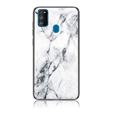 Custodia Silicone Gel Laterale Fantasia Modello Specchio Cover per Samsung Galaxy M30s Bianco