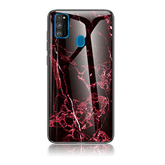 Custodia Silicone Gel Laterale Fantasia Modello Specchio Cover per Samsung Galaxy M30s Rosso