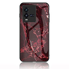 Custodia Silicone Gel Laterale Fantasia Modello Specchio Cover per Vivo iQOO 9T 5G Rosso