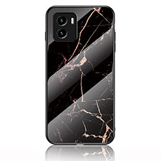 Custodia Silicone Gel Laterale Fantasia Modello Specchio Cover per Vivo iQOO U5x Oro e Nero