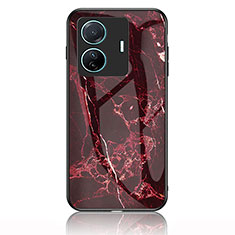 Custodia Silicone Gel Laterale Fantasia Modello Specchio Cover per Vivo iQOO Z6 Pro 5G Rosso