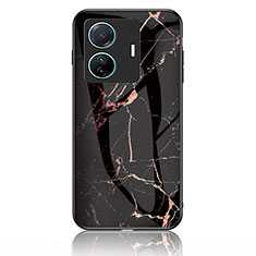 Custodia Silicone Gel Laterale Fantasia Modello Specchio Cover per Vivo T1 Pro 5G Oro e Nero