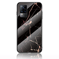 Custodia Silicone Gel Laterale Fantasia Modello Specchio Cover per Vivo V21e 4G Oro e Nero