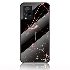 Custodia Silicone Gel Laterale Fantasia Modello Specchio Cover per Vivo V21s 5G Oro e Nero