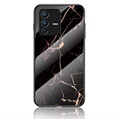 Custodia Silicone Gel Laterale Fantasia Modello Specchio Cover per Vivo V23 Pro 5G Oro e Nero