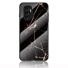 Custodia Silicone Gel Laterale Fantasia Modello Specchio Cover per Vivo V23e 5G Oro e Nero