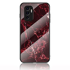 Custodia Silicone Gel Laterale Fantasia Modello Specchio Cover per Vivo V23e Rosso