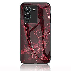 Custodia Silicone Gel Laterale Fantasia Modello Specchio Cover per Vivo V25 Pro 5G Rosso