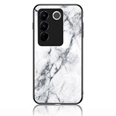 Custodia Silicone Gel Laterale Fantasia Modello Specchio Cover per Vivo V27 Pro 5G Bianco