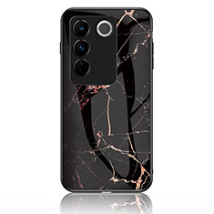 Custodia Silicone Gel Laterale Fantasia Modello Specchio Cover per Vivo V27 Pro 5G Oro e Nero