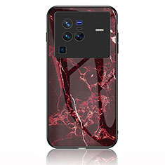 Custodia Silicone Gel Laterale Fantasia Modello Specchio Cover per Vivo X80 Pro 5G Rosso