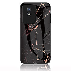 Custodia Silicone Gel Laterale Fantasia Modello Specchio Cover per Vivo Y02 Oro e Nero