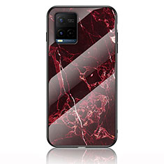 Custodia Silicone Gel Laterale Fantasia Modello Specchio Cover per Vivo Y21 Rosso