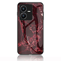 Custodia Silicone Gel Laterale Fantasia Modello Specchio Cover per Vivo Y22 Rosso