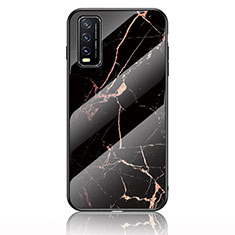 Custodia Silicone Gel Laterale Fantasia Modello Specchio Cover per Vivo Y30 (2021) Oro e Nero