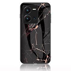 Custodia Silicone Gel Laterale Fantasia Modello Specchio Cover per Vivo Y35 4G Oro e Nero