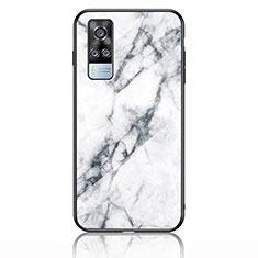 Custodia Silicone Gel Laterale Fantasia Modello Specchio Cover per Vivo Y51 (2021) Bianco