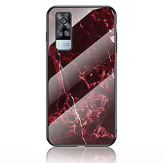 Custodia Silicone Gel Laterale Fantasia Modello Specchio Cover per Vivo Y53s NFC Rosso