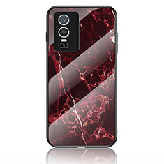 Custodia Silicone Gel Laterale Fantasia Modello Specchio Cover per Vivo Y74s 5G Rosso