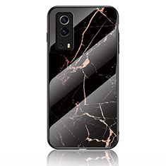 Custodia Silicone Gel Laterale Fantasia Modello Specchio Cover per Vivo Y75s 5G Oro e Nero