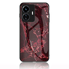 Custodia Silicone Gel Laterale Fantasia Modello Specchio Cover per Vivo Y77 5G Rosso