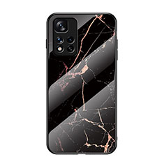 Custodia Silicone Gel Laterale Fantasia Modello Specchio Cover per Xiaomi Mi 11i 5G (2022) Oro e Nero