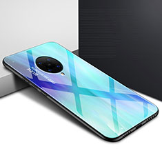 Custodia Silicone Gel Laterale Fantasia Modello Specchio Cover per Xiaomi Poco F2 Pro Ciano
