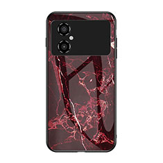 Custodia Silicone Gel Laterale Fantasia Modello Specchio Cover per Xiaomi Poco M4 5G Rosso