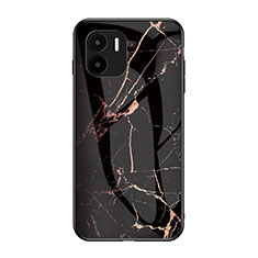 Custodia Silicone Gel Laterale Fantasia Modello Specchio Cover per Xiaomi Redmi A1 Oro e Nero