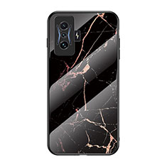 Custodia Silicone Gel Laterale Fantasia Modello Specchio Cover per Xiaomi Redmi K50 Gaming 5G Oro e Nero