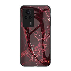 Custodia Silicone Gel Laterale Fantasia Modello Specchio Cover per Xiaomi Redmi K60E 5G Rosso