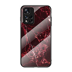 Custodia Silicone Gel Laterale Fantasia Modello Specchio Cover per Xiaomi Redmi Note 11 Pro+ Plus 5G Rosso