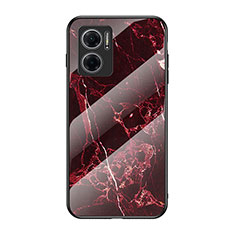 Custodia Silicone Gel Laterale Fantasia Modello Specchio Cover per Xiaomi Redmi Note 11E 5G Rosso