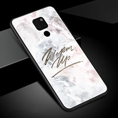 Custodia Silicone Gel Laterale Fantasia Modello Specchio Cover S01 per Huawei Mate 20 Bianco