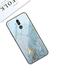 Custodia Silicone Gel Laterale Fantasia Modello Specchio Cover S01 per Huawei Mate 20 Lite Ciano