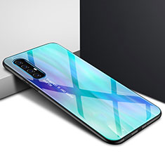 Custodia Silicone Gel Laterale Fantasia Modello Specchio Cover S01 per Oppo Reno3 Pro Ciano