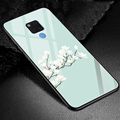 Custodia Silicone Gel Laterale Fantasia Modello Specchio Cover S02 per Huawei Mate 20 X 5G Ciano