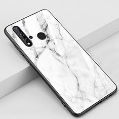 Custodia Silicone Gel Laterale Fantasia Modello Specchio Cover S02 per Huawei P20 Lite (2019) Bianco