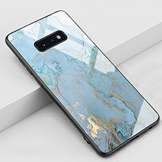 Custodia Silicone Gel Laterale Fantasia Modello Specchio Cover S04 per Samsung Galaxy S10e Ciano