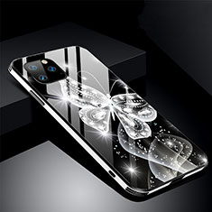 Custodia Silicone Gel Laterale Fiori Specchio Cover M01 per Apple iPhone 11 Pro Nero