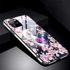 Custodia Silicone Gel Laterale Fiori Specchio Cover M01 per Apple iPhone 11 Pro Viola