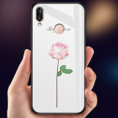 Custodia Silicone Gel Laterale Fiori Specchio Cover per Huawei Nova 3e Rosa