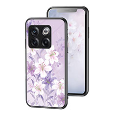 Custodia Silicone Gel Laterale Fiori Specchio Cover per OnePlus 10T 5G Lavanda