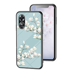 Custodia Silicone Gel Laterale Fiori Specchio Cover per Oppo A17 Ciano