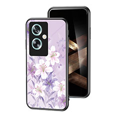 Custodia Silicone Gel Laterale Fiori Specchio Cover per Oppo A2 5G Lavanda